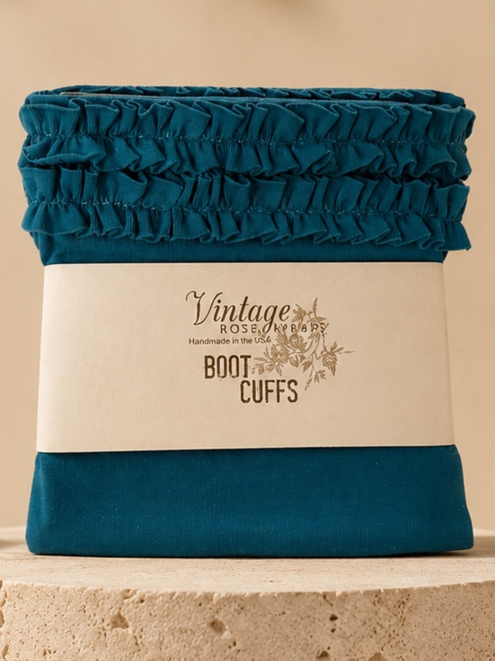 Vintage Rose Wraps Teal Ruffle Boot Cuffs | Boutique Layering Accessory